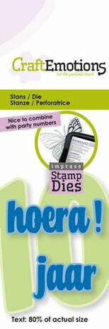 CraftEmotions Impress stamp Die - tekst: hoera __ jaar! (NL) Card 5x10cm - 8 cm