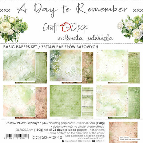 Craft O Clock Set of Basic Papers 20x20 cm A Day To Remember