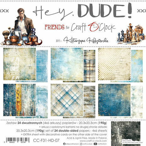 Craft O Clock Paper Pack 20x20 cm Hey Dude