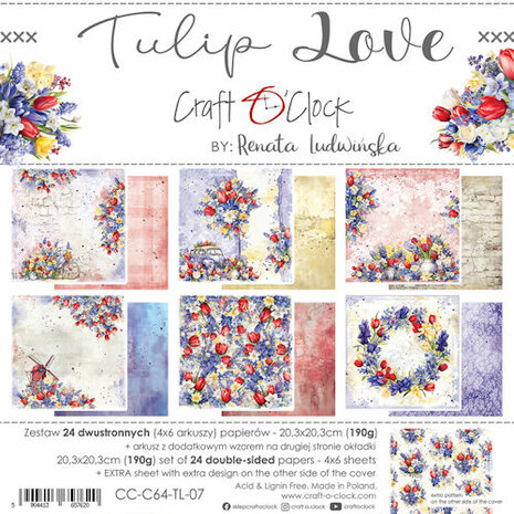 Craft O Clock Paper Pack 20x20 cm Tulip Love