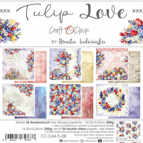 Craft O Clock Paper Pack 15x15 cm Tulip Love