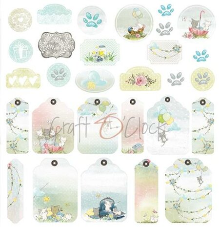 Paper Collection Set 12&quot;*12&quot; Paws of Happiness, 250 gsm 