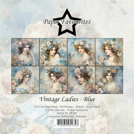 Paper Favourites 15x15 cm Vintage Ladies - Blue