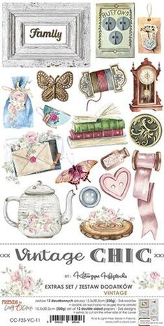 Craft O&#039;Clock Extras to Cut Set &ndash; Vintage &ndash; Vintage Chic 1x6 double-sided sheets