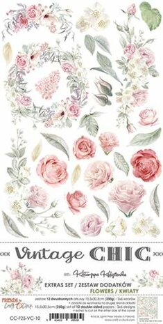 Craft O&#039;Clock Extras to Cut Set &ndash; Flowers &ndash; Vintage Chic 1x 6 double-sided sheets