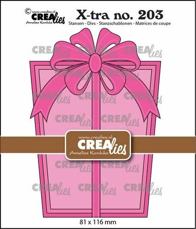 Crealies Xtra Geef een cadeaukaart: Cadeau met strik CLXtra203 81x116mm