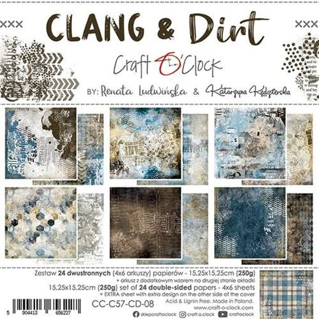 Craft O&#039;Clock Paper Collection Set 15,2x15,2 cm Clang And Dirt