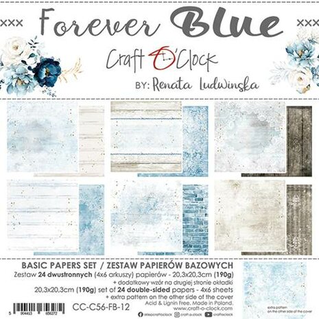 Craft O&#039;Clock Basic Paper Set 20,3x20,3cm Forever Blue