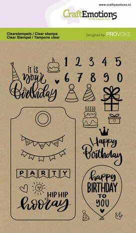 CraftEmotions clearstamps A6 - Birthday (Eng)
