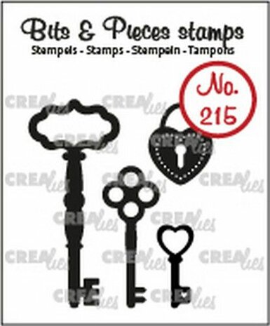Crealies Clearstamp Bits &amp; Pieces 3x sleutels+ hangslot 