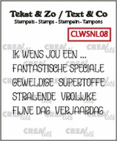 Crealies Clearstamp Tekst &amp; Zo woordstrips Ik wens jou een... (NL) CLWSNL08
