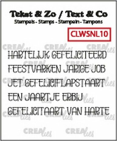 Crealies Clearstamp Tekst &amp; Zo woordstrips Gefeliciteerd (NL) CLWSNL10 