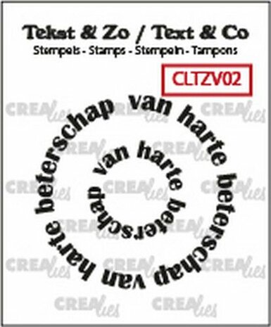 Crealies Clearstamp Tekst &amp; Zo Rond: van harte beterschap (NL) CLTZV02