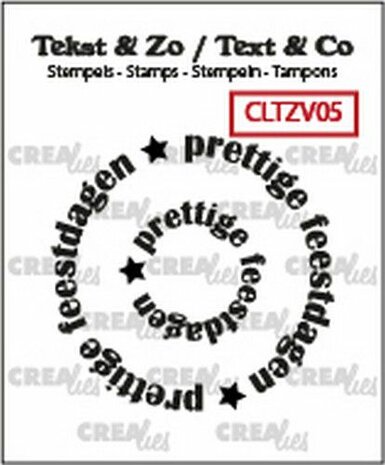 Crealies Clearstamp Tekst &amp; Zo Rond: prettige feestdagen (NL) CLTZV05