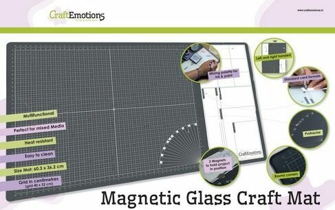 CraftEmotions Glass Craft Mat  magnetisch Tempered glass grid 