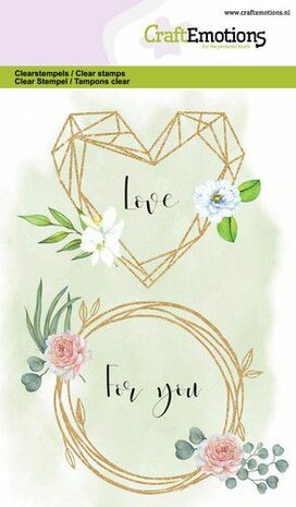 CraftEmotions clearstamps A6 - floral frame hart en ring