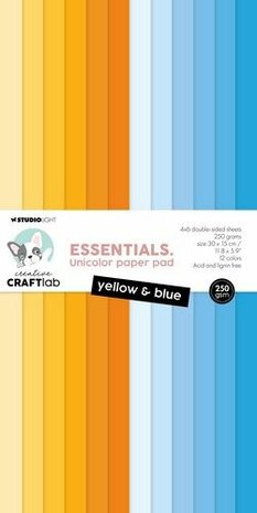 Studio Light Unicolor paper pad Yellow &amp; blue Essentials nr.178 CCL-ES-UPP178 300x150mm