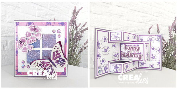 Crealies Cardzz Frame &amp; Inlay Anna 4x vierkant CLCZ512 8,3x8,3 - 7,8x7,8cm + inlay dies