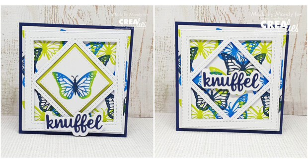 Crealies Cardzz Frame &amp; Inlay Beth diamant CLCZ513 8,3x8,3 - 7,8x7,8cm + inlay dies