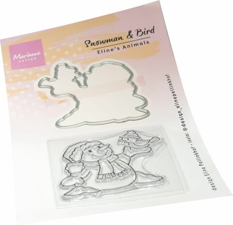 Marianne Design Clear Stamps&amp;dies Eline&lsquo;s Sneeuwpop&amp;Vogel EC0204 62,5x59,5mm / 1 dies 65x62mm