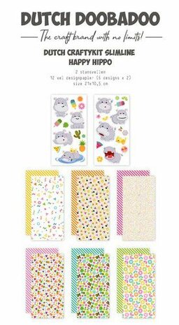 Dutch Doobadoo Crafty Kit Slimline Happy Hippo 473.005.044
