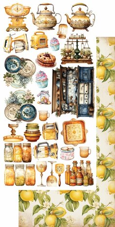 Art Alchemy Extras to Cut Set 30,5x15 cm Recipe for Happiness, 250 gsm, mirror print (6 sheets, 6 designs)
