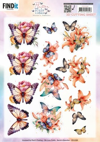 3D Cutting Sheet - Berries Beauties - Flutter Flair - Orange Flutters