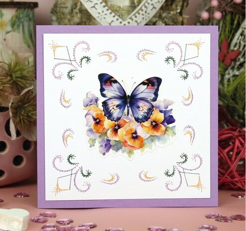 3D Push out Sheet - Berries Beauties - Flutter Flair - Pink Flutters