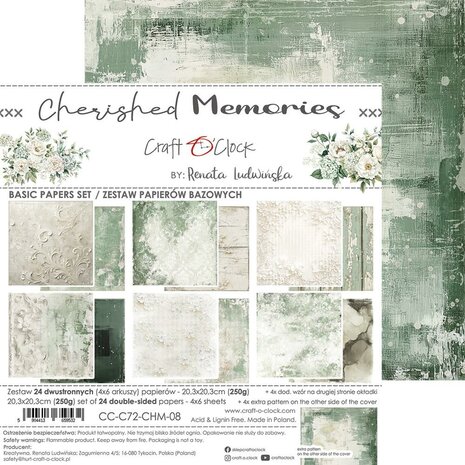 Craft O Clock Basic Paper Pack 20x20 cm Cherished Memories 250 grs 4x6 designs CC-C72-CHM-08