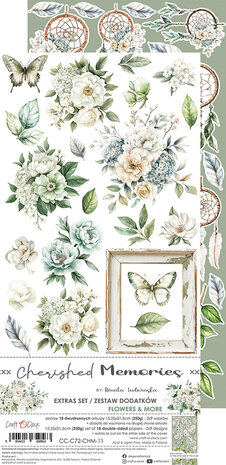Craft O Clock Extras Set Flowers 15x30 cm Cherished Memories 250 grs 3x6 designs + 1 extra CC-C72-CHM-11