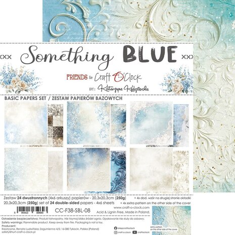 Craft O Clock Basic Paper Pack 20x20 cm Something Blue 250 grs 4x6 designs CC-F38-SBL-08