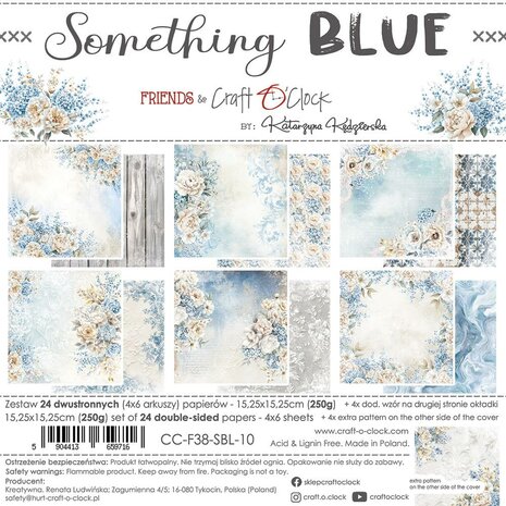 Craft O Clock Set of Papers 15x15 cm Something Blue 250 grs 4x6 designs CC-F38-SBL-10