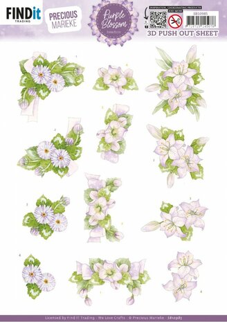 3D Push out Sheet - Precious Marieke - Purple Blossom - Amethyst