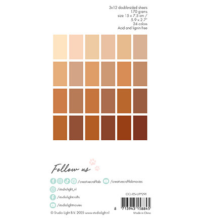 Studio Light Craftlab Unicolor Paper Pad Cookies Essentials nr.291 CCL-ES-UPP291