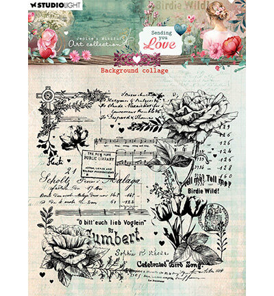 Studio Light JMA Clear stamps Background Collage Sending You Love nr.797