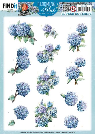 3D Push Out - Yvonne Creations - Blooming Blue - Hydrangea