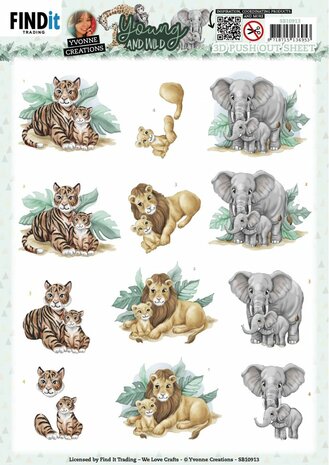 3D Push Out - Yvonne Creations - Young and Wild - Tiger