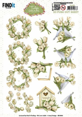 3D Push out Sheet - Amy Design - Tulip Dreams - Romantic Tulips SB10993