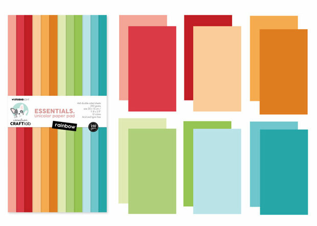 Studio Light - Creative Craftlab - Essentials - Unicolor Paper Pad - Rainbow CCL-ES-UPP307