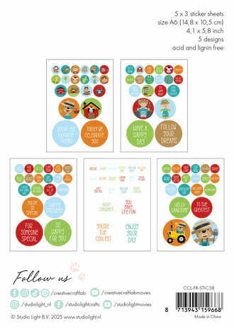 Studio Light - Creative Craftlab - Friendz - Sticker Paper Pad - On the Farm CCL-FR-STIC38