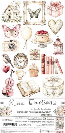 Craft O Clock Extras Set Emotions 15x30 cm Rose Emotions 250 grs 3x6 designs + 1 extra CC-C73-RE-12