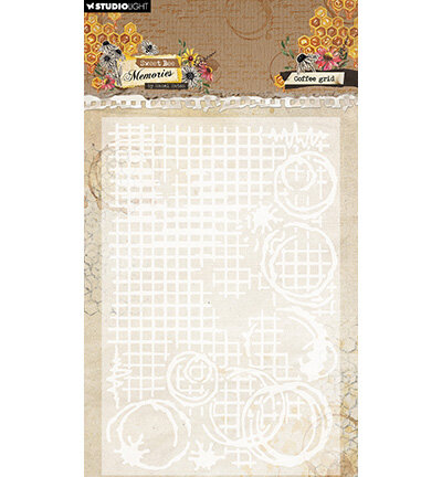 Studio Light Embossing Folder Coffee Grid Sweet Bee Memories nr.30 HE-SB-EMB30