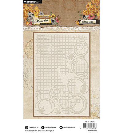 Studio Light Embossing Folder Coffee Grid Sweet Bee Memories nr.30 HE-SB-EMB30