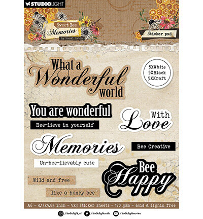 Studio Light Sticker Paper Pad Sentiments Sweet Bee Memories nr.35 HE-SB-STIC35