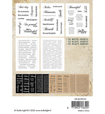 Studio Light Sticker Paper Pad Sentiments Sweet Bee Memories nr.35 HE-SB-STIC35