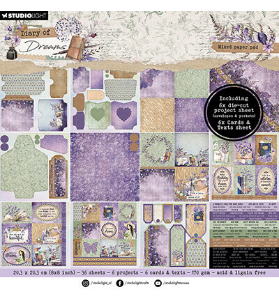 Studio Light Mixed Paper Pad Envelopes Diary of Dreams nr.296 SL-DD-MPP296