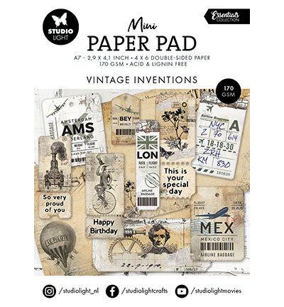 Studio Light Mini Paper Pad Vintage Inventions Essentials nr.302 SL-ES-DPP302