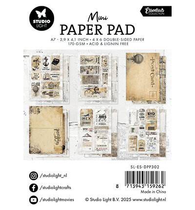 Studio Light Mini Paper Pad Vintage Inventions Essentials nr.302 SL-ES-DPP302
