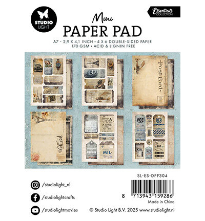 Studio Light Mini Paper Pad Explore the World Essentials nr.304 SL-ES-DPP304