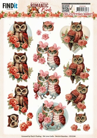 3D Cutting Sheets - Berries Beauties - Romantic Birds - Romantic Owl